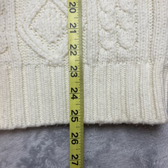 Vintage Thane Fisherman Sweater Mens M Ivory Cable Knit Polo Style 70s Grandpa - Picture 6 of 6